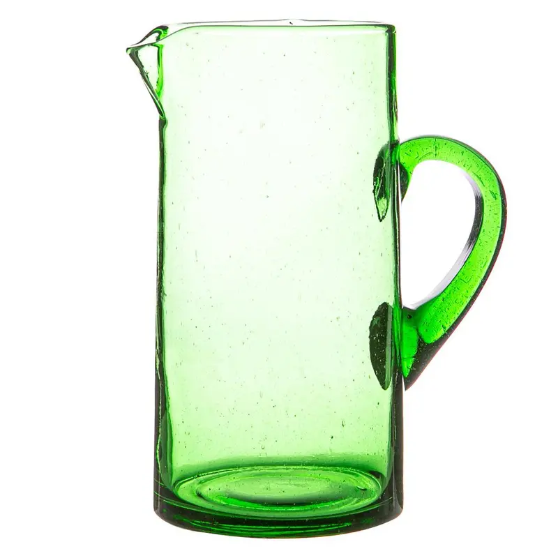 Jebel Green Recycled Glass Pitcher – 1L, Handcrafted Beverage Dispenser 1