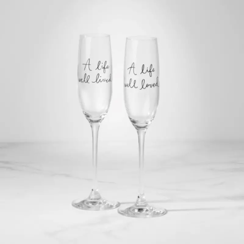 Kate Spade Charmed Life Toasting Flutes – 2-Piece Gold-Accented Champagne Glasses 1