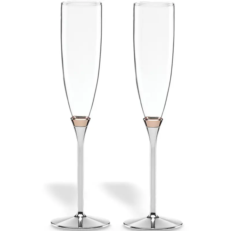 Kate Spade Rosy Glow Champagne Flutes – Set Of Two Glass Stemware 1