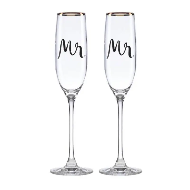 Kate Spade Wedding Champagne Flute Set For Two: "Mr. & Mr." 1