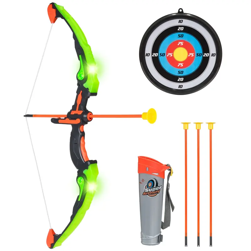 Kids’ Light-Up Archery Set – 24-Inch Bow, Glow Arrows, Quiver, And Target For Safe Play 1