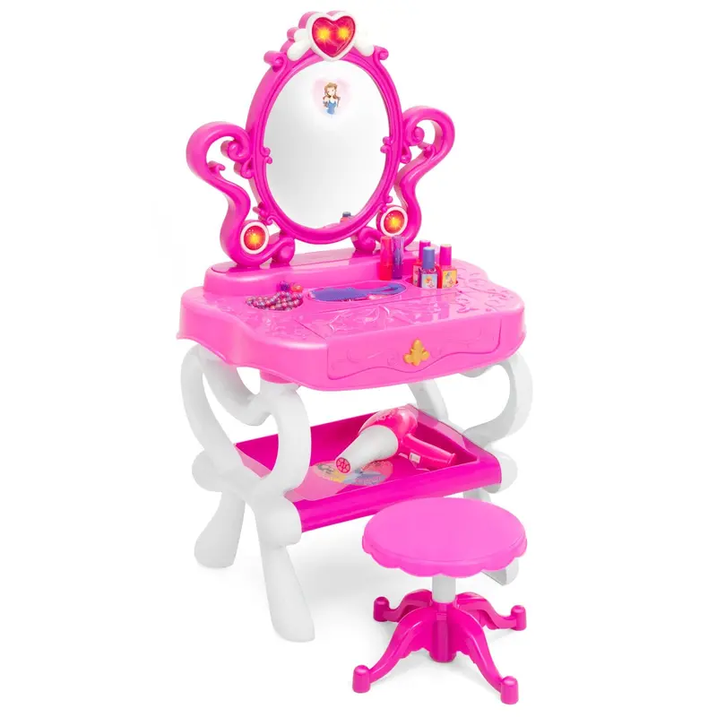 Kids’ Princess Vanity Desk With Digital Keyboard, Stool, And Role-Play Accessories 1