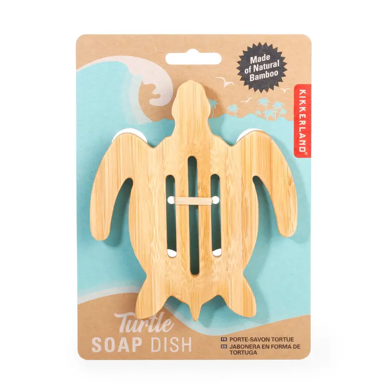 Kikkerland Natural Wood Turtle Soap Dish – Minimalist Bathroom Accent 1