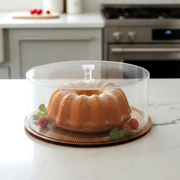 Kinor Amber Textured Lucite Cake Dome Display 1