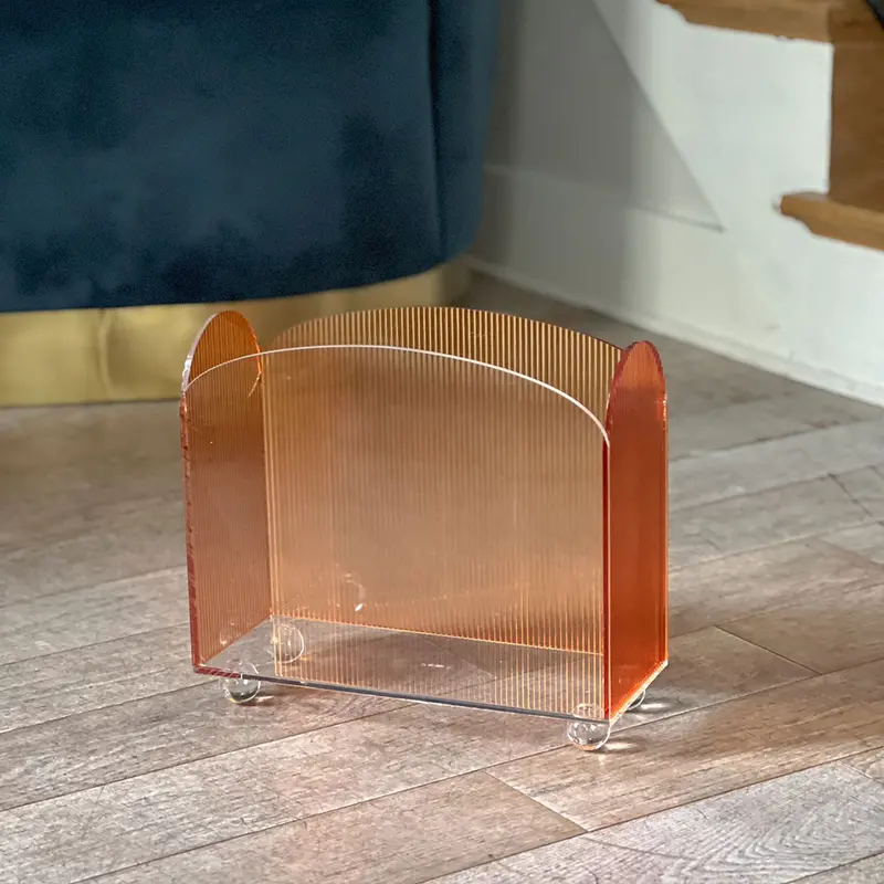 Kinor Amber Textured Lucite Magazine Holder 1
