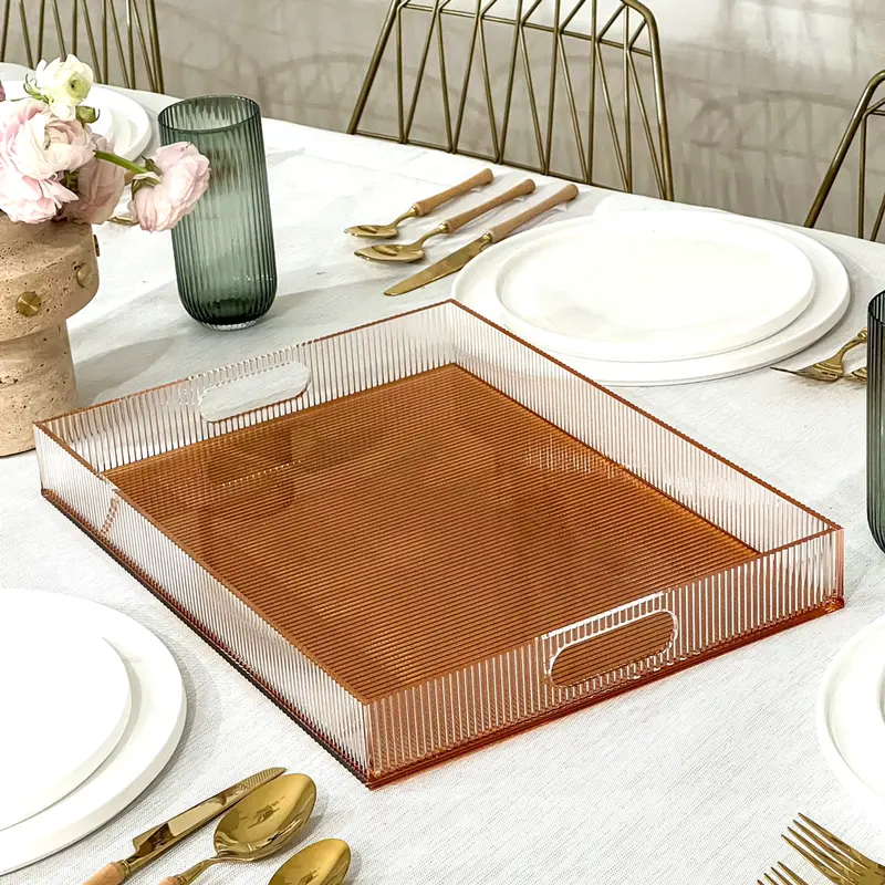 Kinor Amber Textured Lucite Multi-Use Tray 1