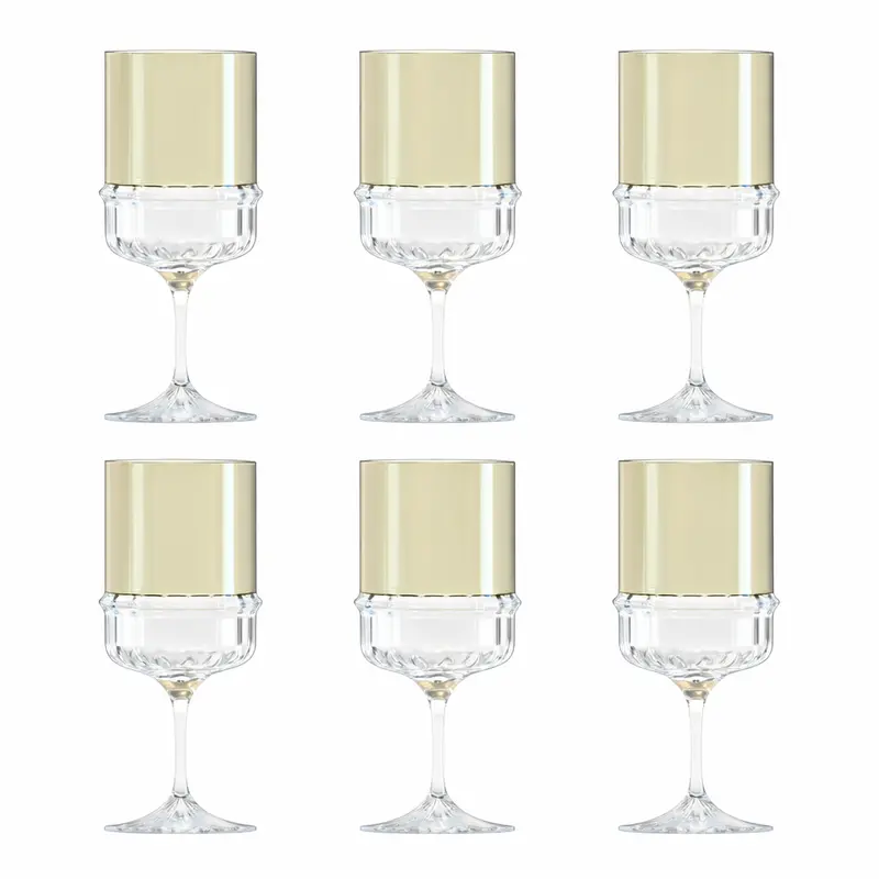 Kinor Color-Topped Stem Wine Glasses – Set Of 6 Vibrant Drinkware 1