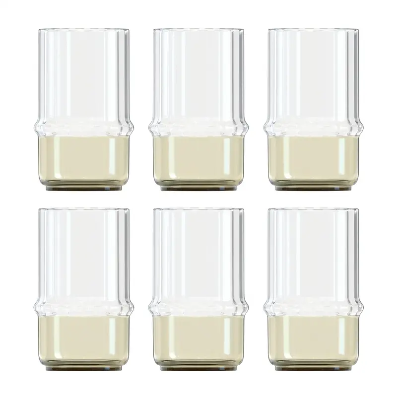 Kinor Colored-Base Highball Glasses – Set Of 6 Cocktail Tumblers 1