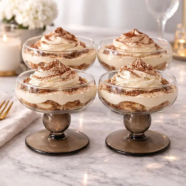 Kinor Glass Pedestal Dessert Bowls – Set Of 4 (Clear Variant) 1