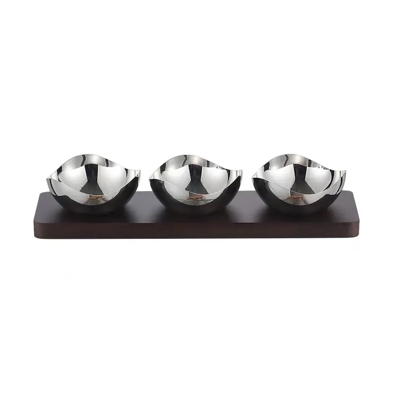 Kinor Petal-Design Dip Bowl Set With Matching Tray 1