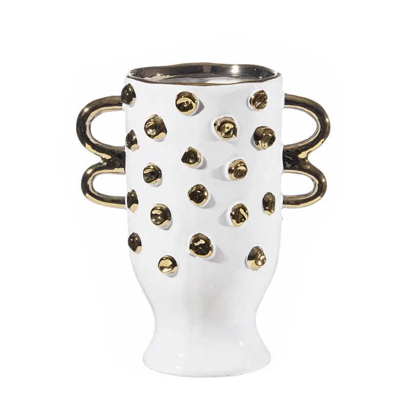 Kinor Porcelain Vase Accented With Gold Beads 1