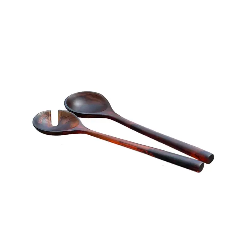 Kinor Resin Brown Swirl Salad Servers – Coordinated Serving Utensils 1