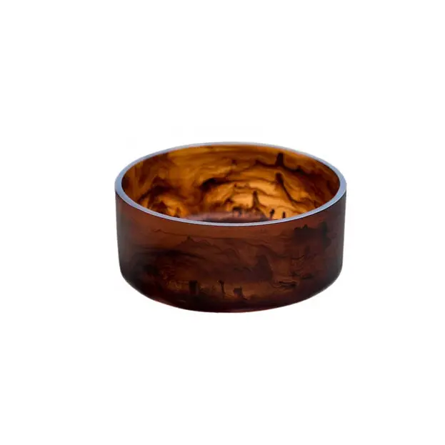 Kinor Resin Small Brown Swirl Salad Bowl – Handcrafted Serving Piece 1