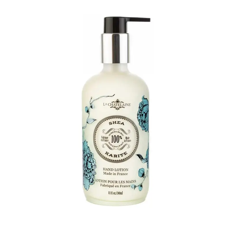 La Chatelaine Shea Butter Hand Lotion In Recycled Glass Bottle – Unscented Formula, 8 Oz 1