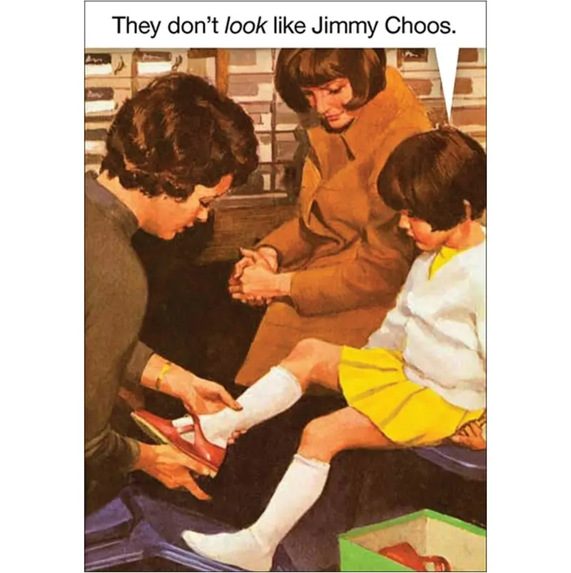 Ladybird Books Jimmy Choos-Themed Fashion Satire Greeting Card 1
