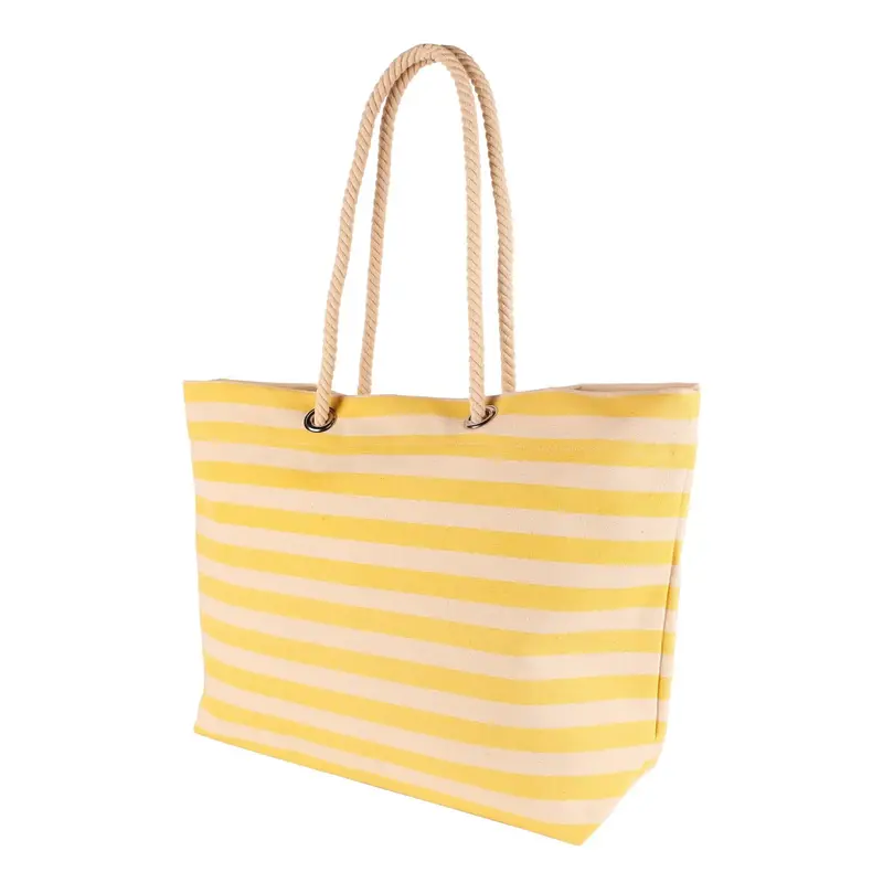 Large Striped Canvas Tote Bag – Ideal For Beach Or Shopping 1