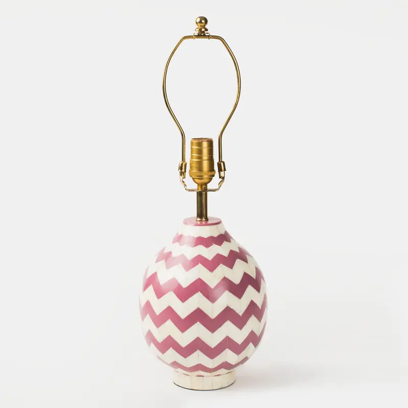 Lavender Herringbone Ceramic Table Lamp – Mela Artisans 1