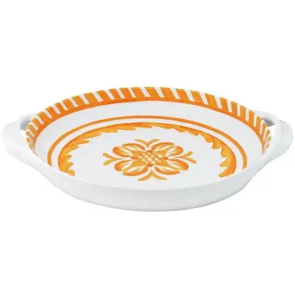 Le Cadeaux Sicily Orange Melamine Small Shallow Serving Bowl – 11-Inch With Handles 1