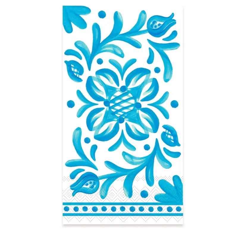 Le Cadeaux Sicily Teal Guest Napkins – Pack Of 15, Premium Disposable Linens 1