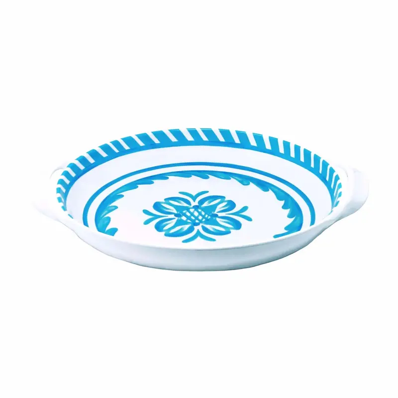 Le Cadeaux Sicily Teal Melamine Small Shallow Serving Bowl – 11-Inch With Handles 1