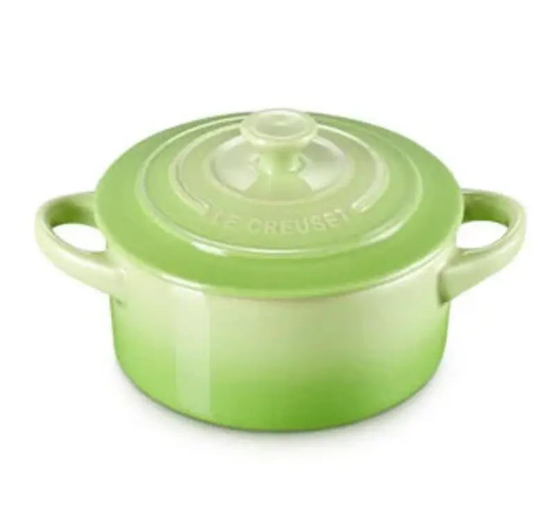 Le Creuset Mini Round Cocotte – 8 Oz Palm Green Enamel Cast Iron Pot 1