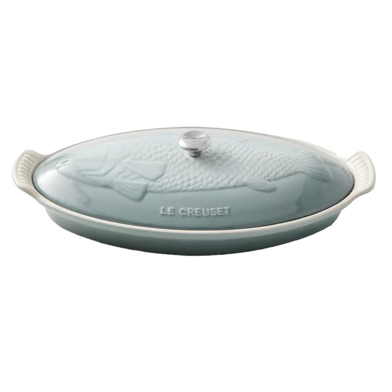 Le Creuset Sea Salt Oval Stoneware Fish Baker – 1.75-Quart Capacity 1