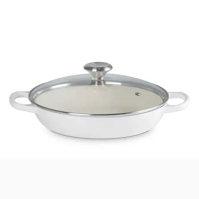 Le Creuset Signature 2.25-Quart Round Braiser With Tempered Glass Lid – Classic White 1
