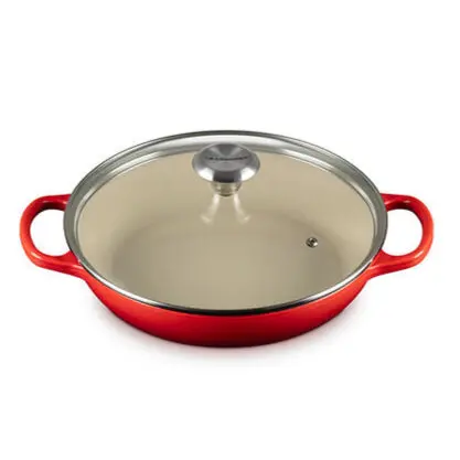Le Creuset Signature Braiser With Tempered Glass Lid – 2.25 Qt, Cerise 1