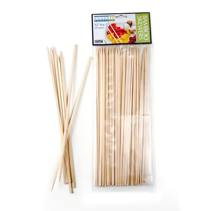 Long Flat Bamboo Skewers – 12-Inch, 50-Pack For Grilling 1