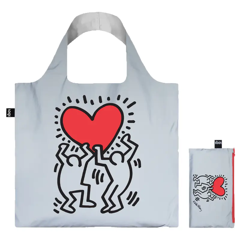 Loqi Reflective Reusable Tote – Keith Haring Dancing Heart Design 1