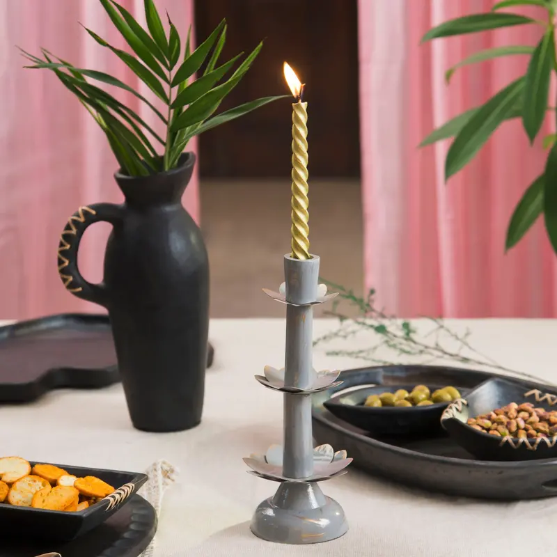 Lotus Bloom Tapered Candle Holders (Set Of 3) – Mela Artisans 1