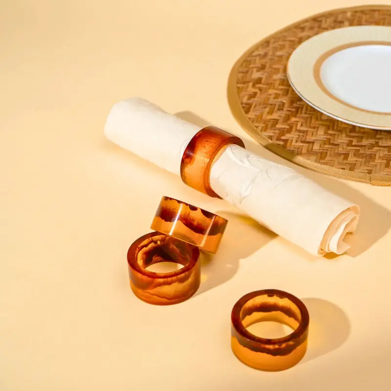 Lucente Resin Napkin Rings – Set Of 4 Textured Table Accents 1