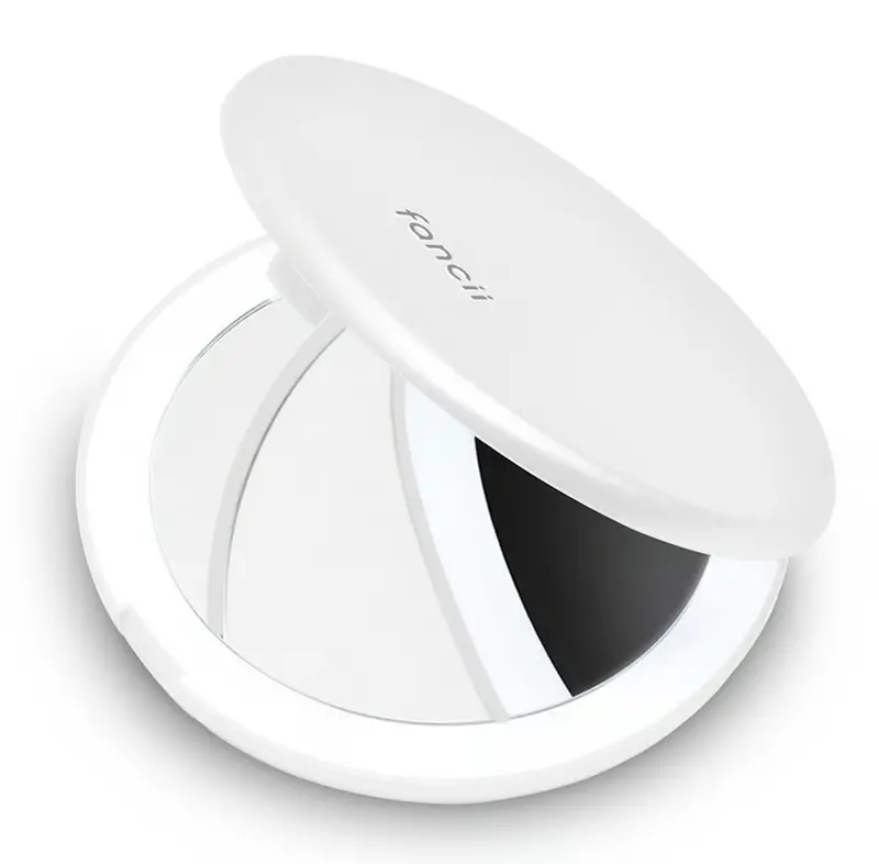 Lumi Mini Lighted Compact Mirror – 4-Inch, Dual-Side (1X/10X), White 1