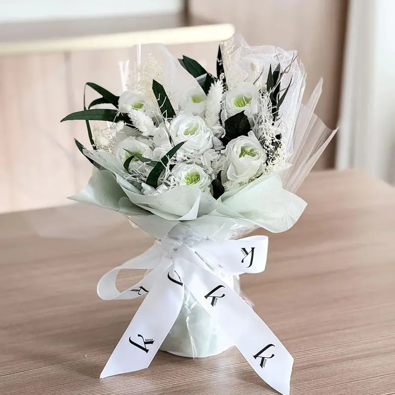 Lush Foliage & Preserved Rose Centerpiece Bouquet 1