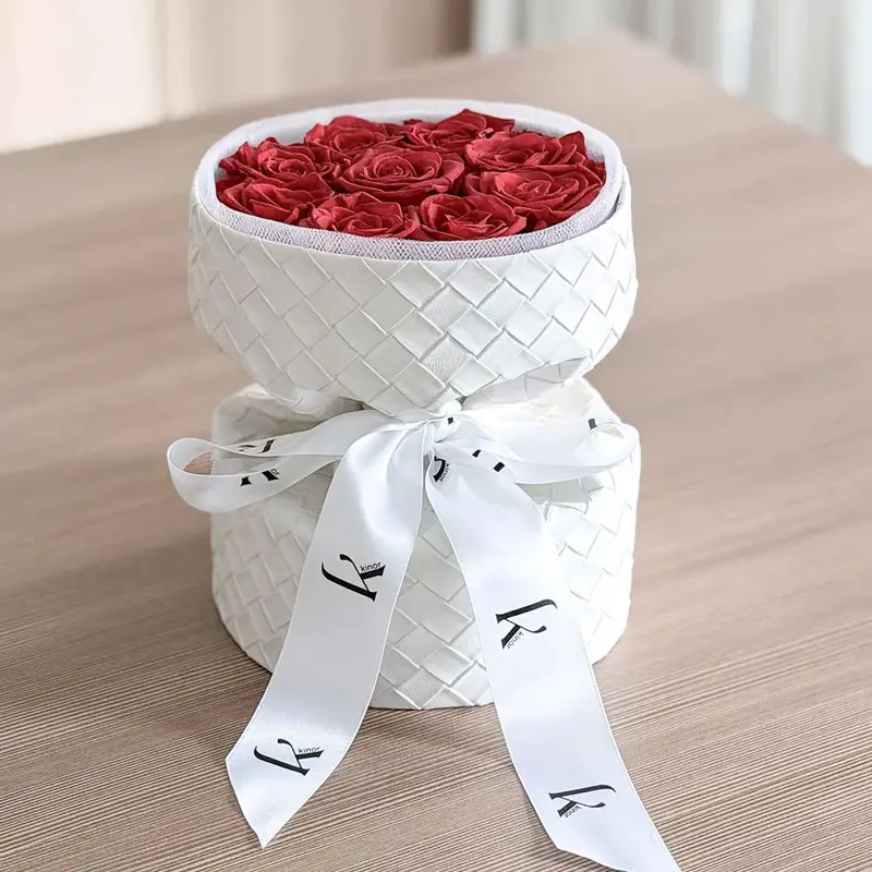 Luxury Leather-Wrapped Bouquet Featuring Preserved Roses 1