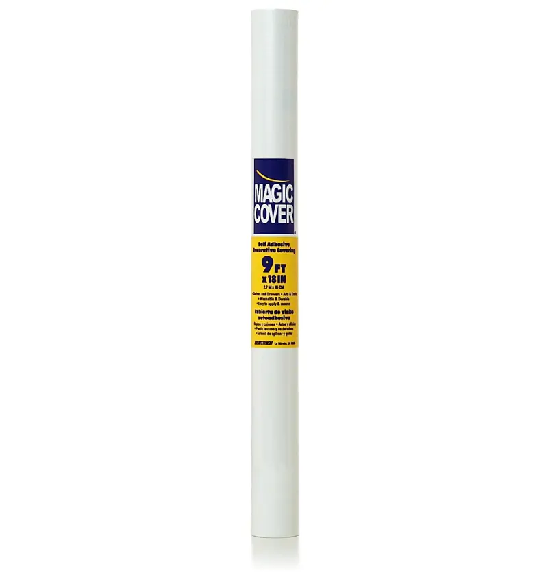 Magic Cover Adhesive Shelf Liner – White, 18-Inch By 9-Foot Roll 1