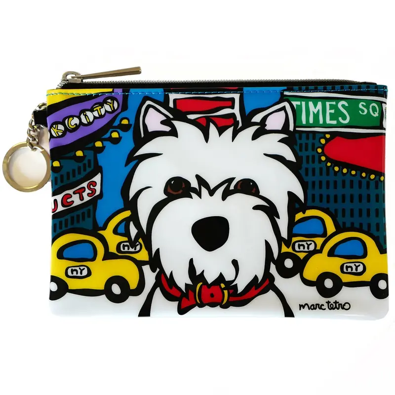 Marc Tetro Nyc Westie In Times Square Zippered Pouch – 6" X 8" 1