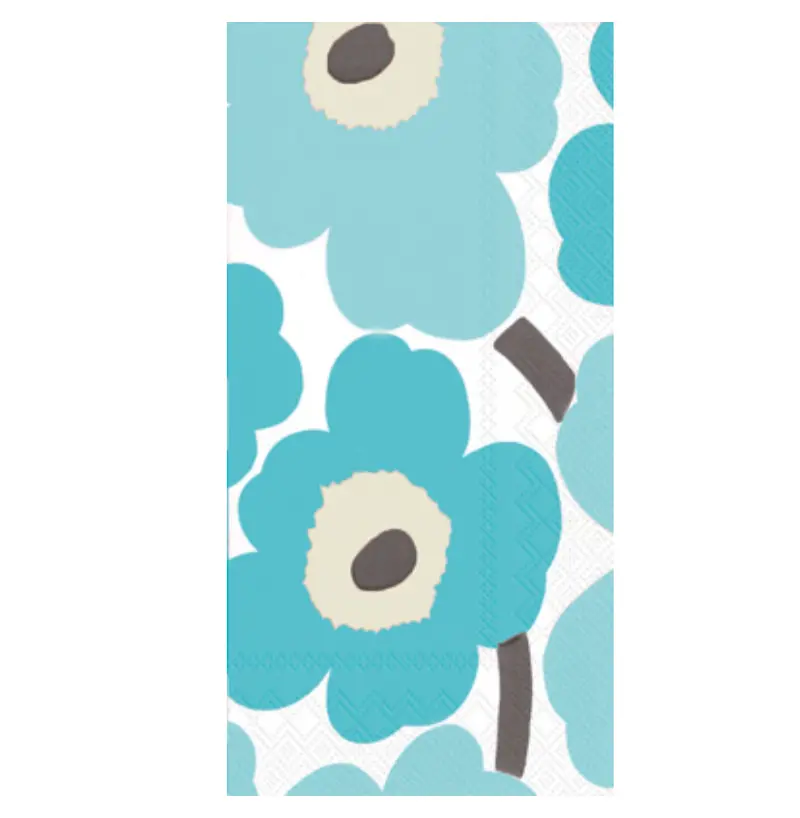 Marimekko Unikko Turquoise Guest Towel Set – 16-Piece, Signature Floral Pattern 1