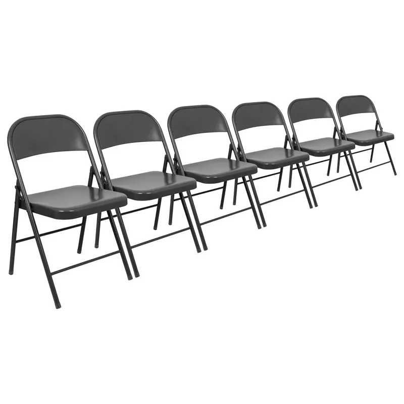 Matte Black Metal Folding Chair – Bulk Pack Of 6 1
