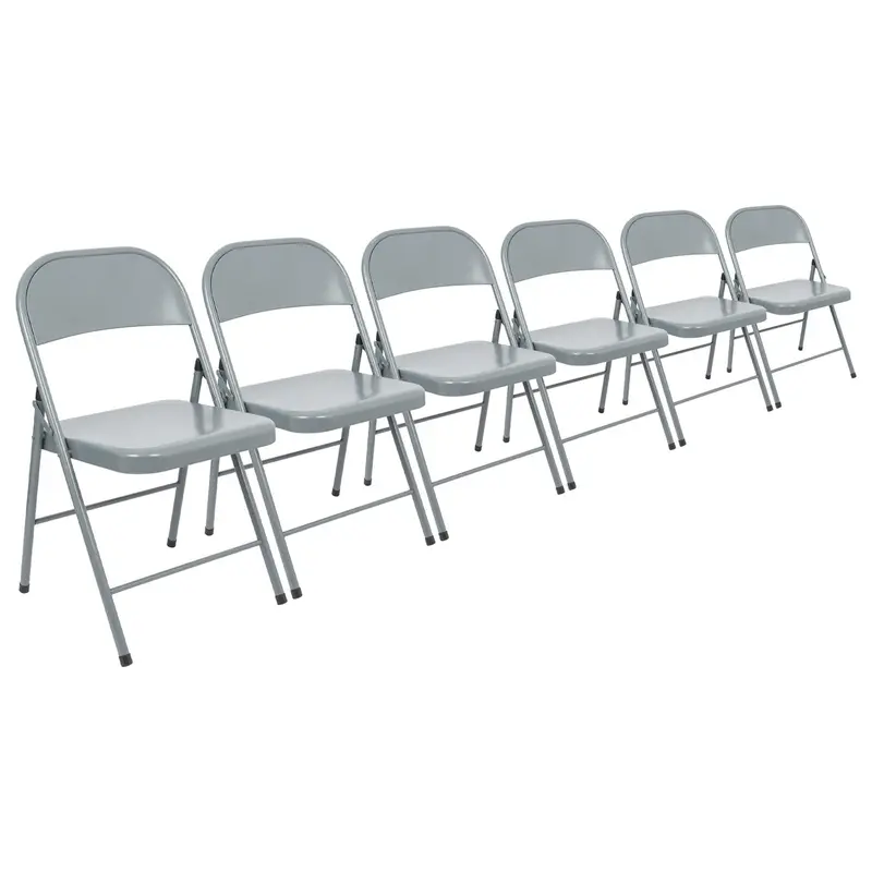 Matte Grey Metal Folding Chair – Pack Of 6 1