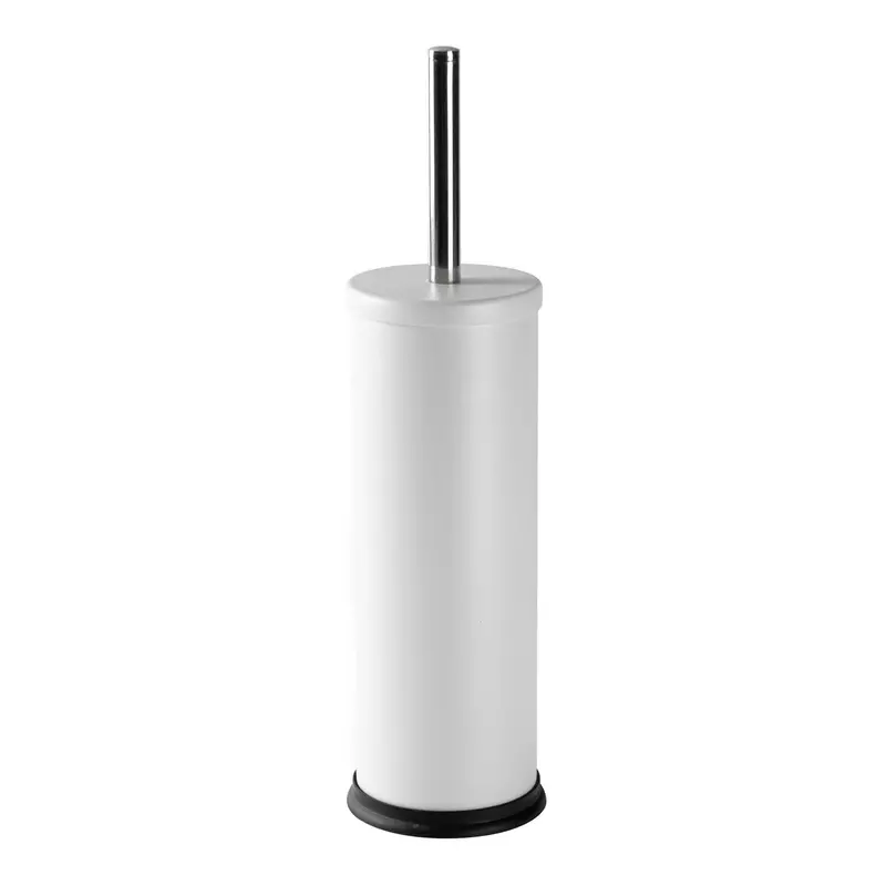 Matte White Round Stainless Steel Toilet Cleaning Brush And Holder 1