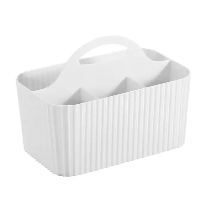 Mdesign 4-Compartment White Plastic Caddy Organizer With Carry Handle 1