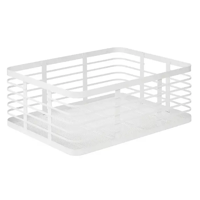 Mdesign Carson Matte White Steel Organizer Basket – 16" X 12" X 6" 1