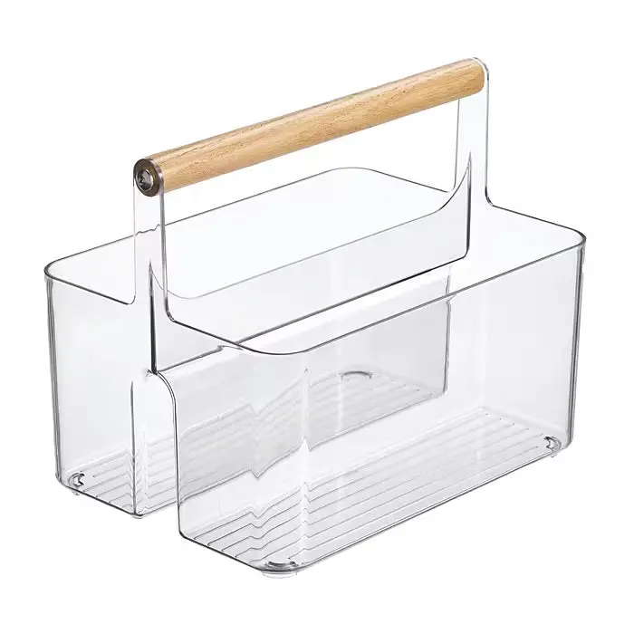 Mdesign Clear/Natural Two-Tier Plastic Divider Caddy – 7" X 9" 1