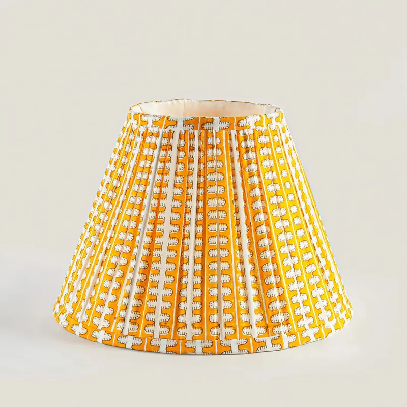 Meadow Striped Hand-Blocked Lampshade – Cotton Fabric, Nature-Inspired Print 1