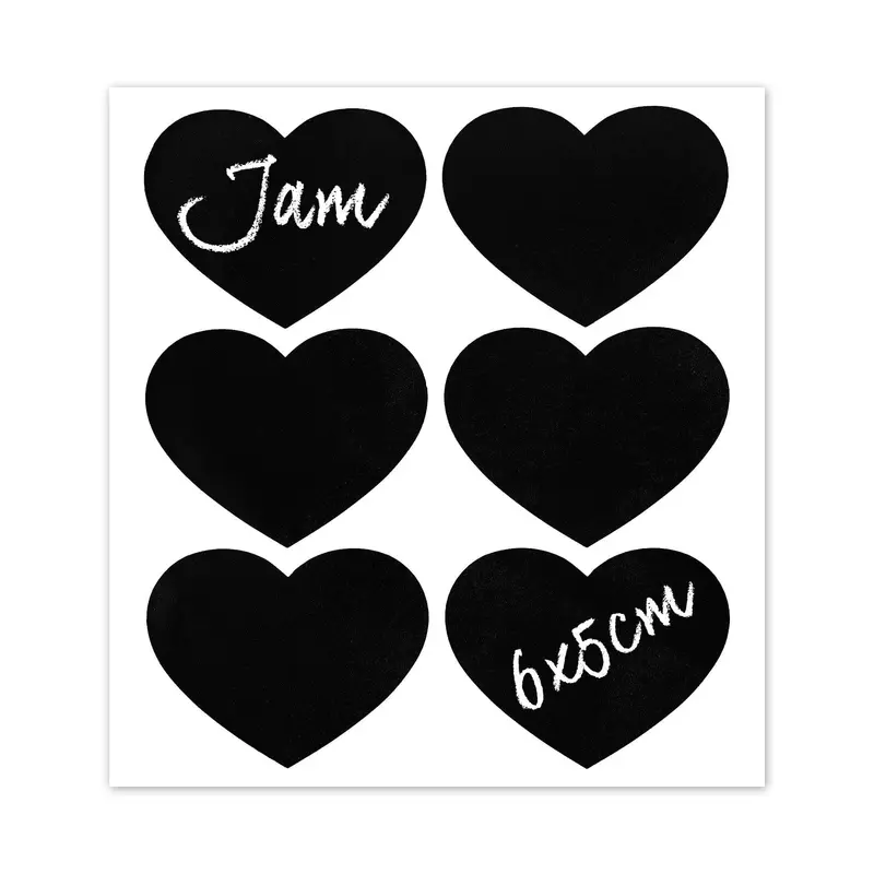 Medium-Sized Black Heart Chalkboard Jar Labels – Set Of 6 1