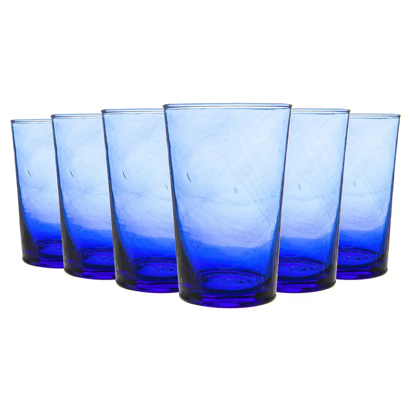 Meknes Blue Recycled Highball Glasses – 325Ml, Contemporary Drinkware Set Of 6 1