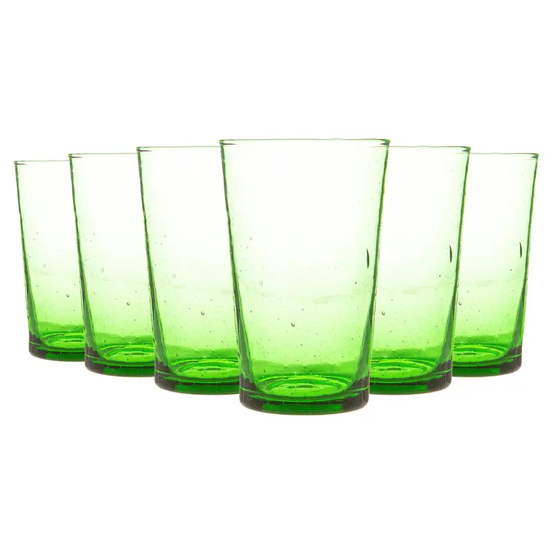 Meknes Green Recycled Highball Glasses – 325Ml, Set Of 6 1