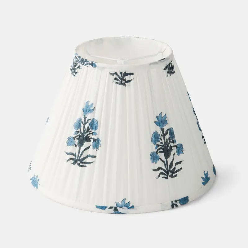Mela Artisans Azure Blossom Fabric Lamp Shade – Botanical Print 1