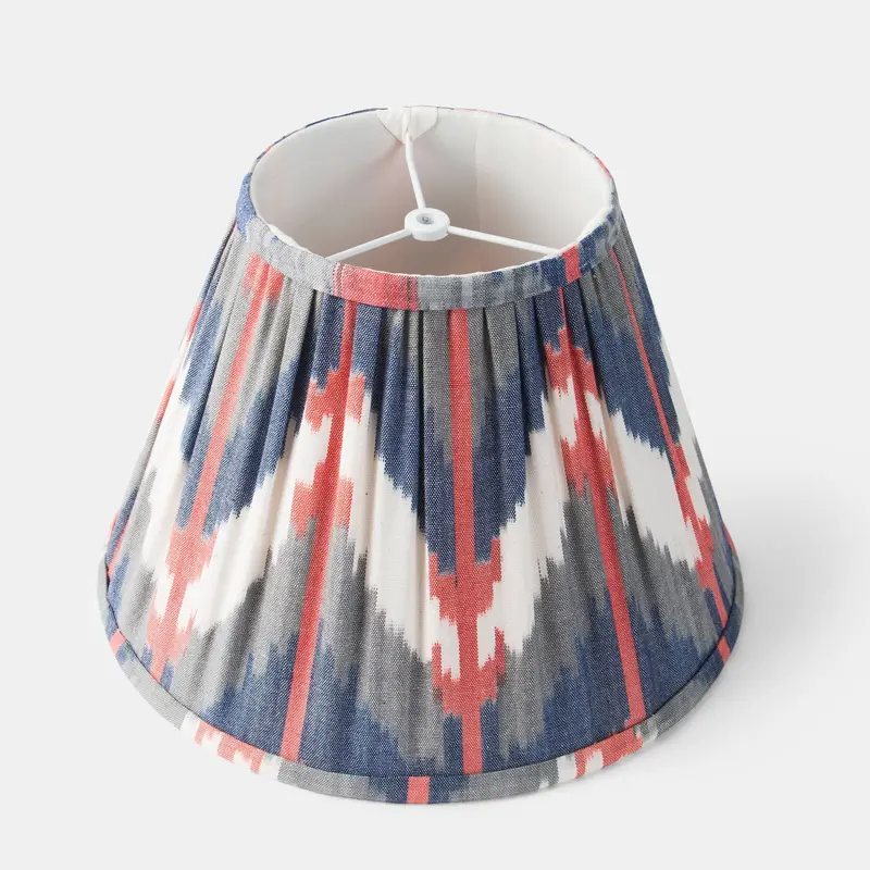Mela Artisans Ikat Horizon Fabric Lamp Shade – Hand-Blocked Design 1